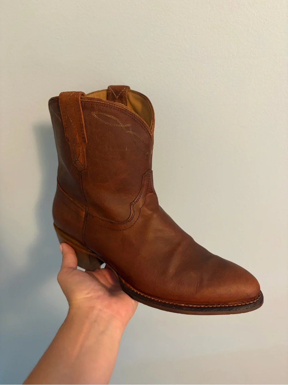 Tecovas Brown Leather Cowboy Ankle Boots